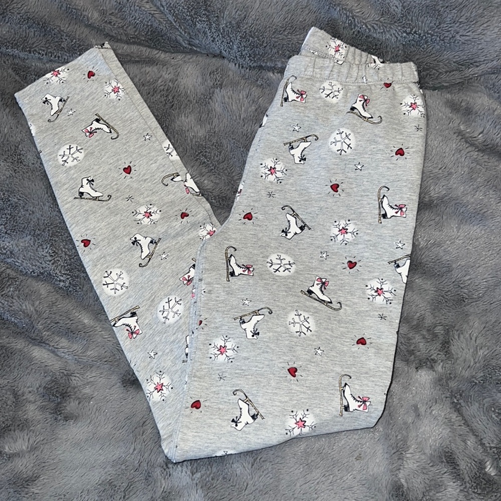 Gap kids leggings gray with ice skating ⛸️ ❄️ ❤️ print XL 14/16